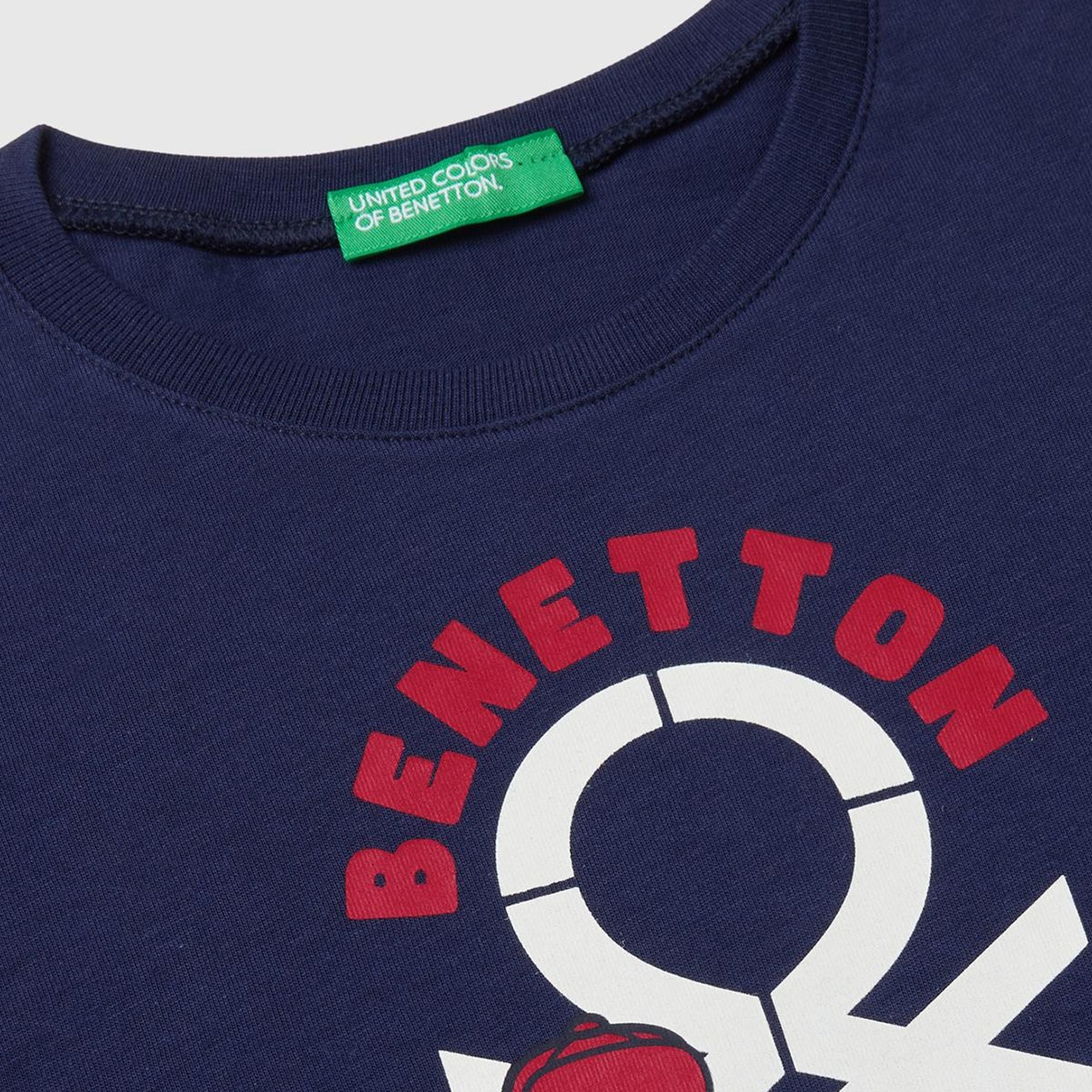 Erkek Çocuk Lacivert Çok Renkli Logo Baskılı Bisiklet Yaka Uzun Kollu T-Shirt