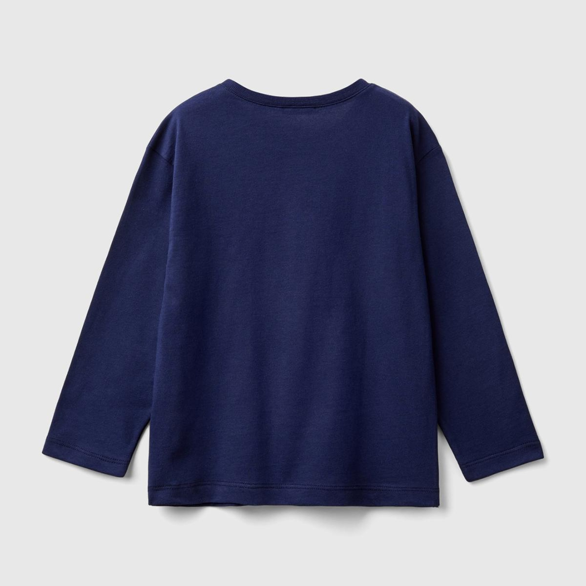 Erkek Çocuk Lacivert Çok Renkli Logo Baskılı Bisiklet Yaka Uzun Kollu T-Shirt