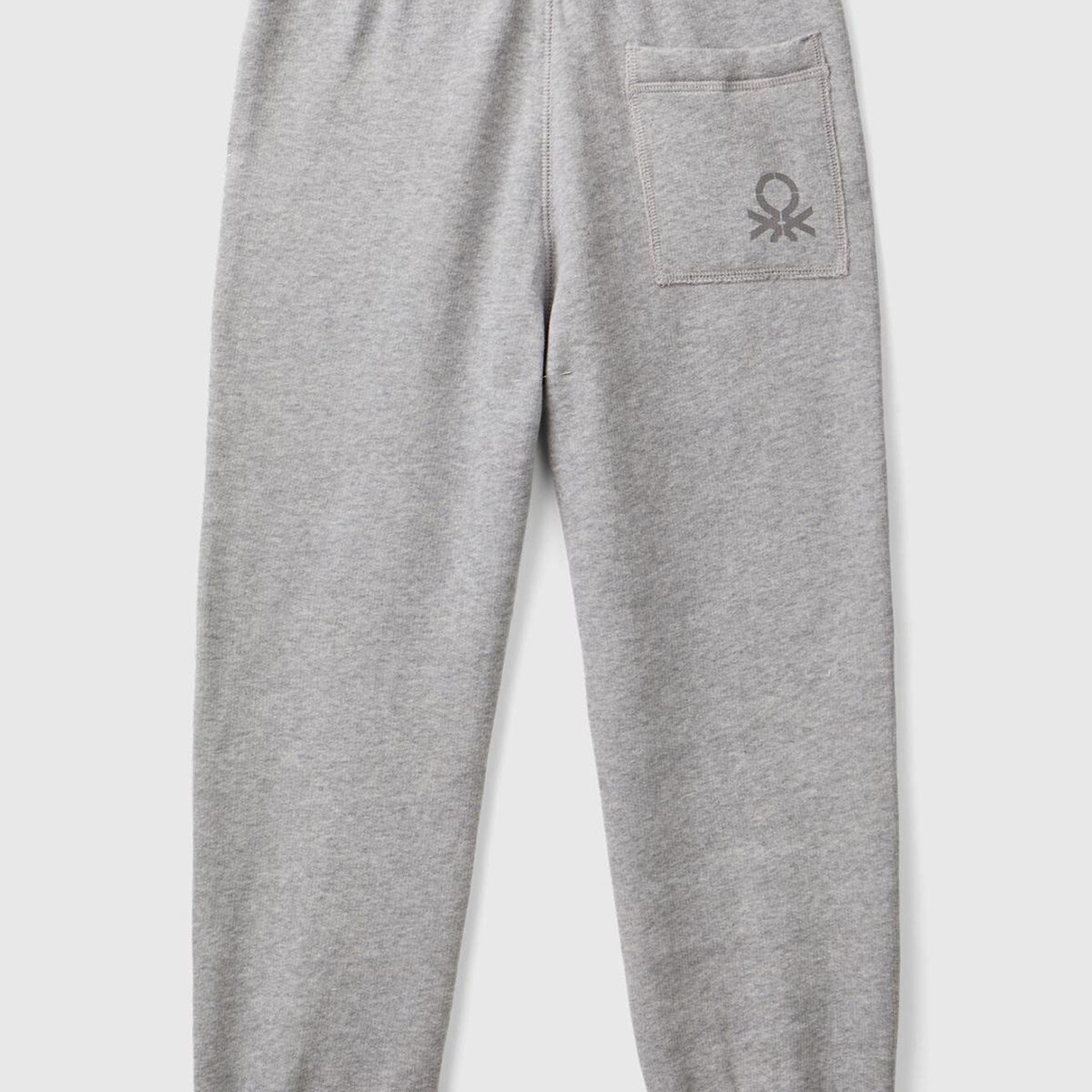 Erkek Çocuk Gri Melanj Sağ Arka Cebi Logolu Beli Lastikli Büzgü İpli Eşofman Altı