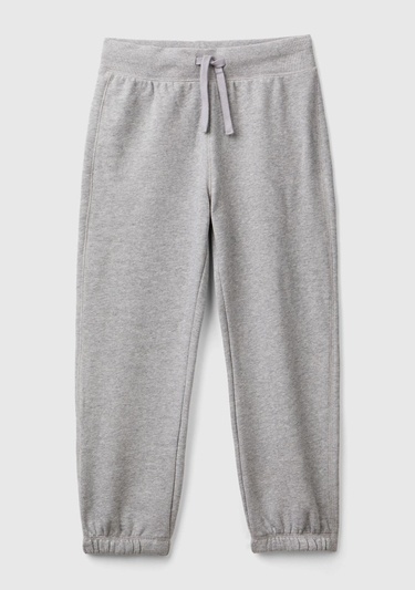  Erkek Çocuk Gri Melanj Sağ Arka Cebi Logolu Beli Lastikli Büzgü İpli Eşofman Altı
