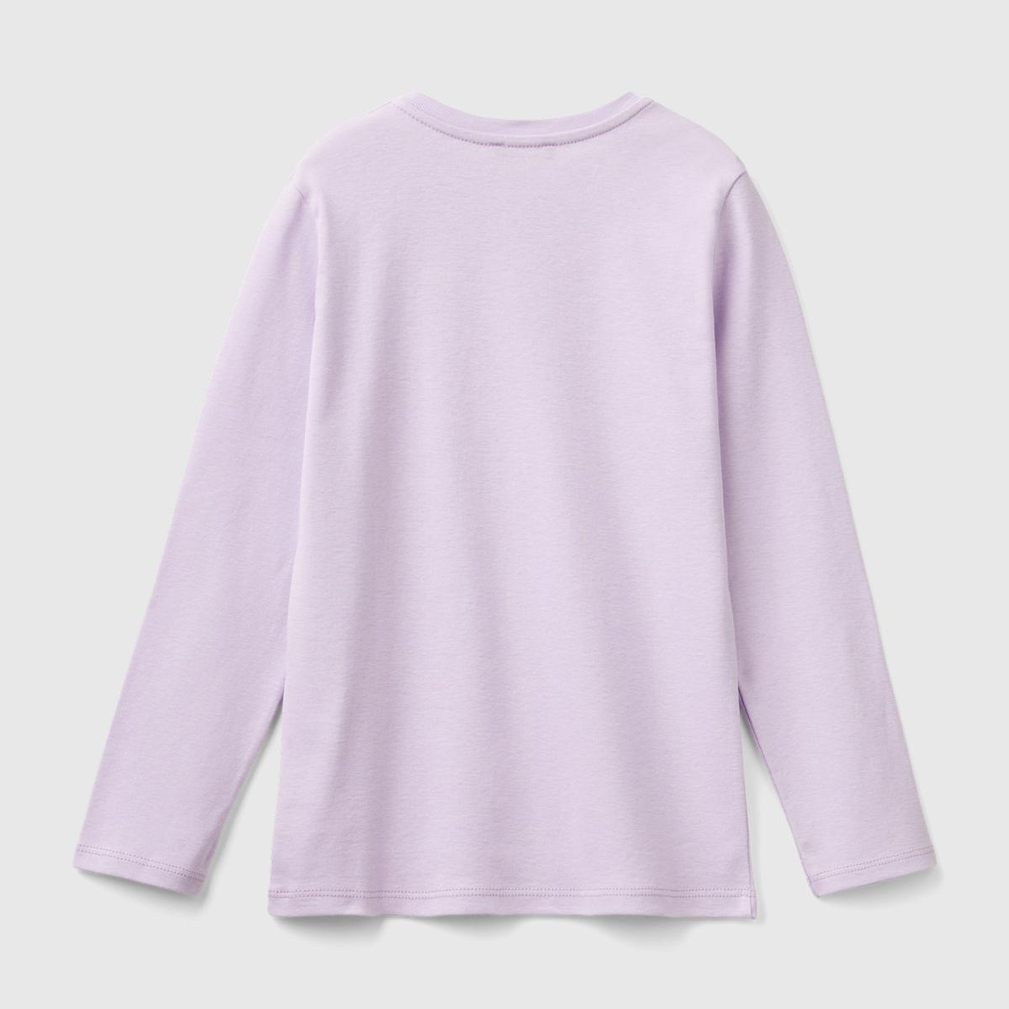 Kız Çocuk Lila Önü Parıltılı Logo Baskılı Regular Fit Uzun Kollu T-Shirt