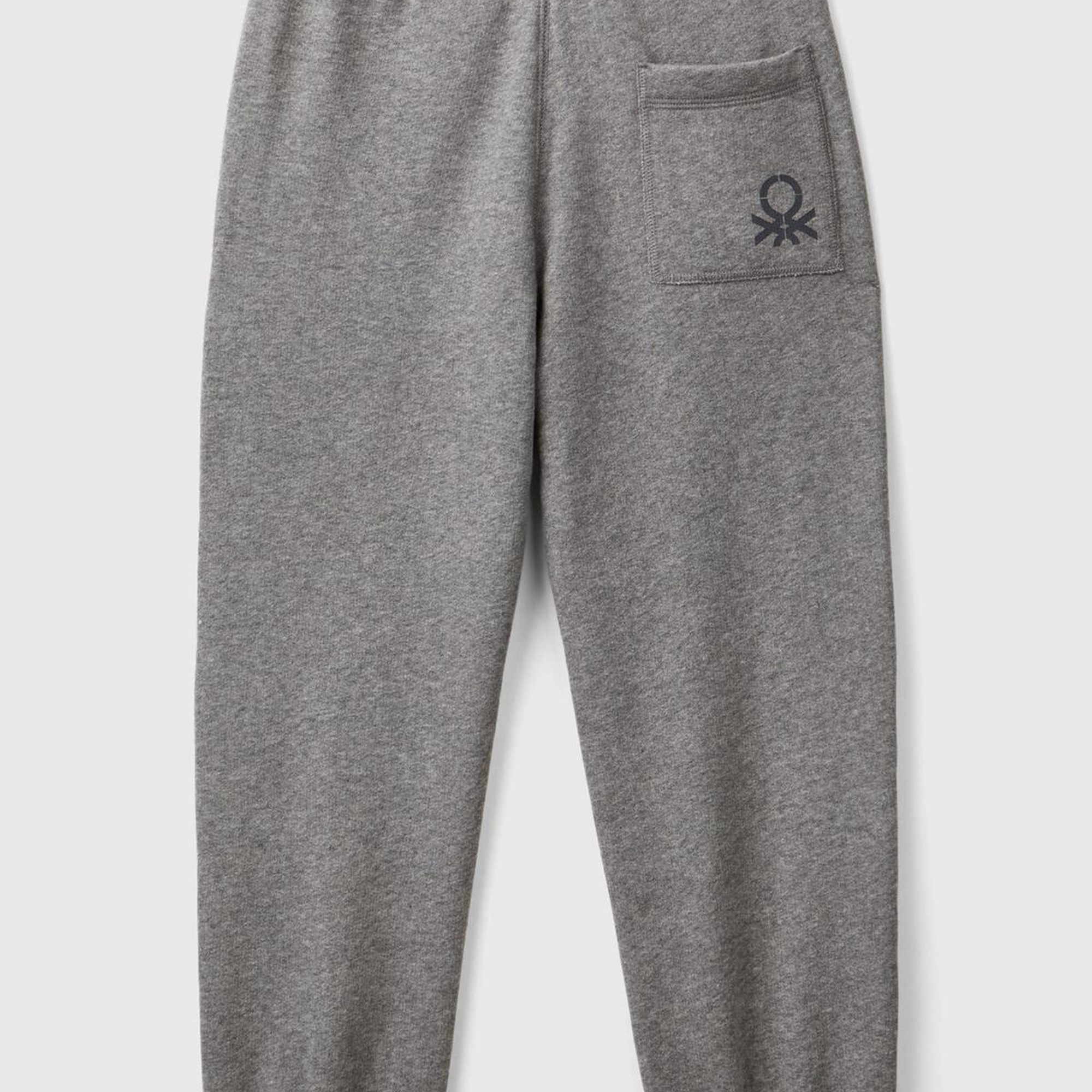 Erkek Çocuk Antrasit Melanj Sağ Arka Cebi Logolu Beli Lastikli Büzgü İpli Eşofman Altı