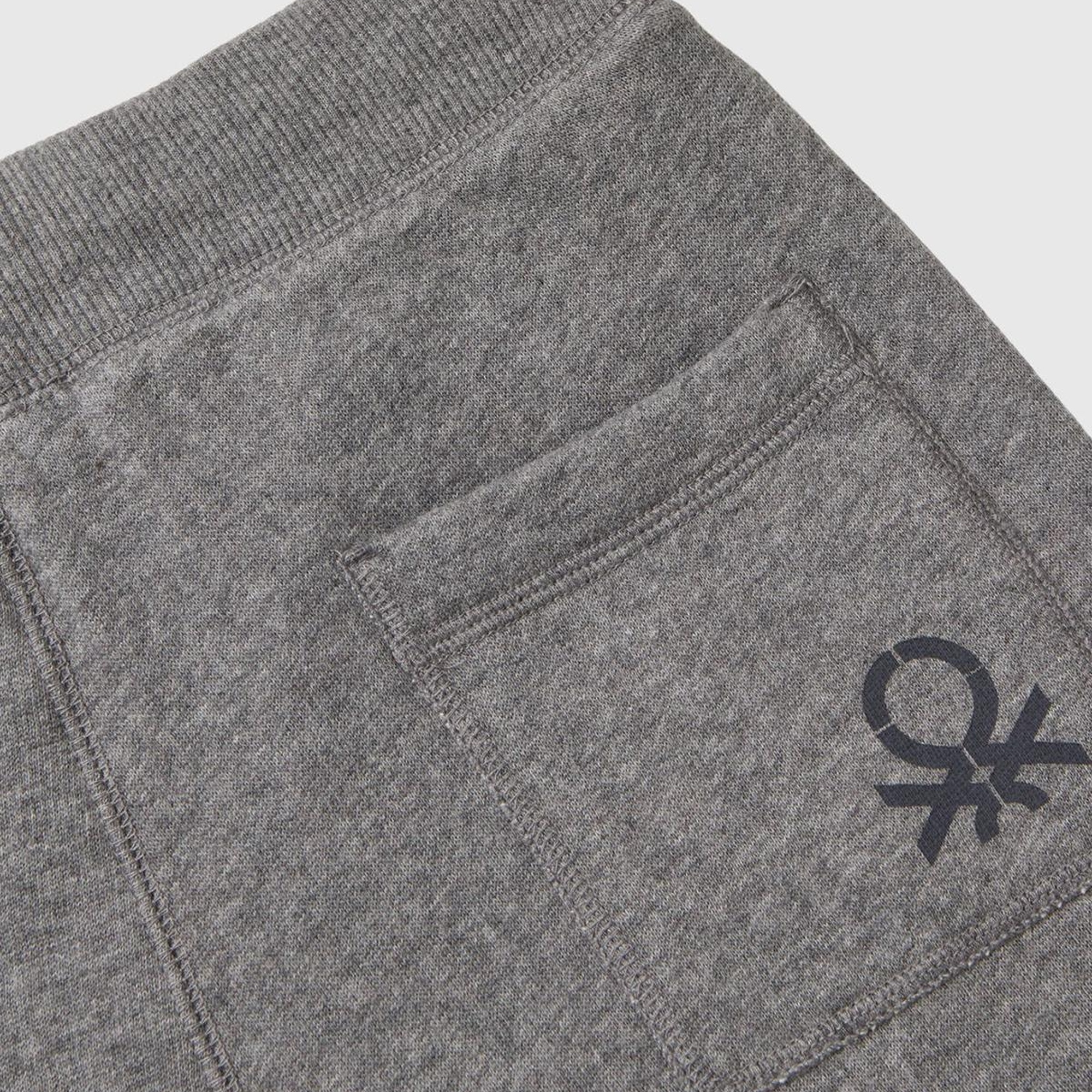 Erkek Çocuk Antrasit Melanj Sağ Arka Cebi Logolu Beli Lastikli Büzgü İpli Eşofman Altı