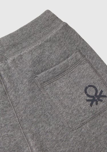  Erkek Çocuk Antrasit Melanj Sağ Arka Cebi Logolu Beli Lastikli Büzgü İpli Eşofman Altı