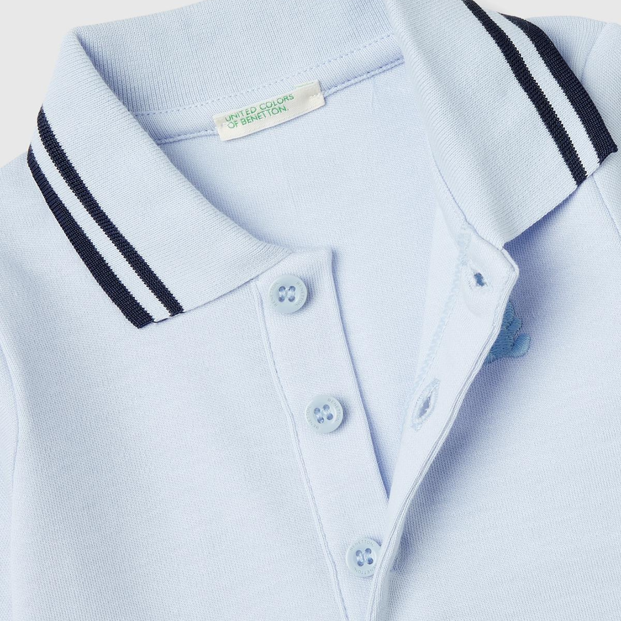 Bebek Toz Mavi Polo Yaka Çıtçıtlı Body