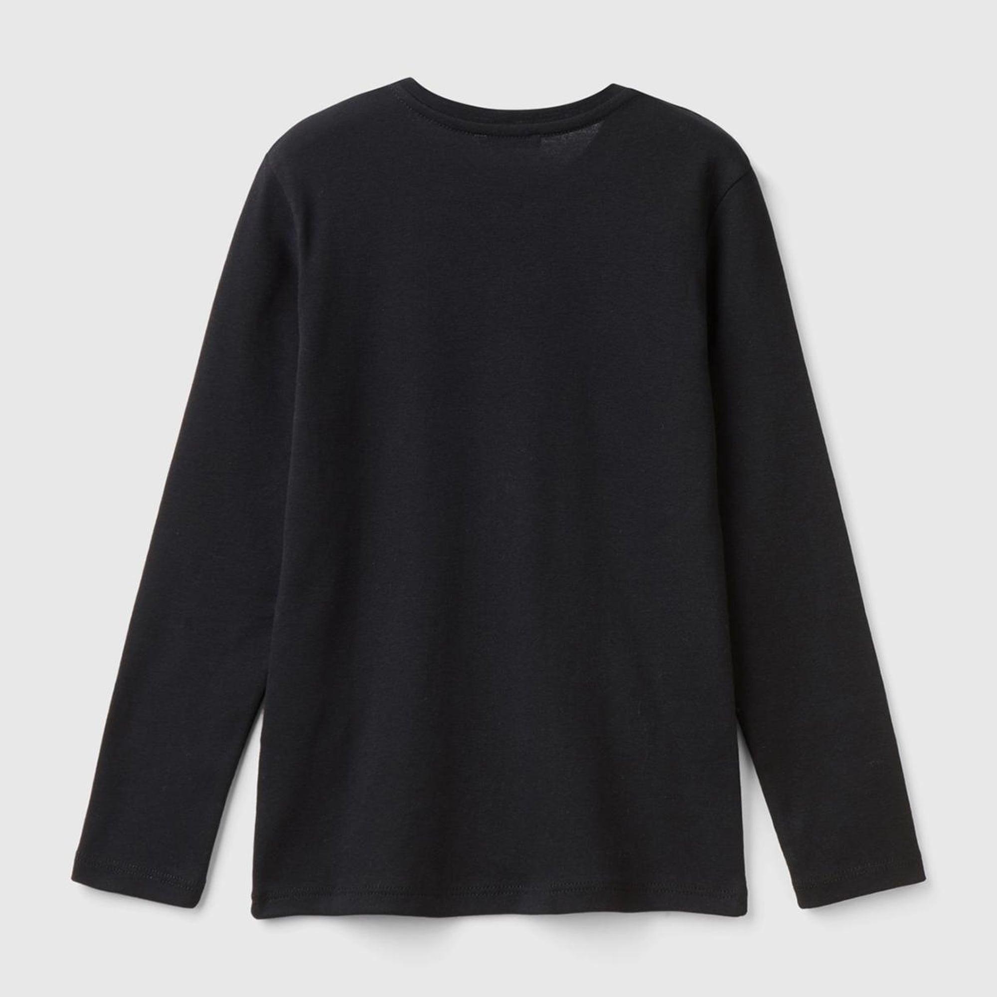 Kız Çocuk Siyah Önü Parıltılı Logo Baskılı Regular Fit Uzun Kollu T-Shirt