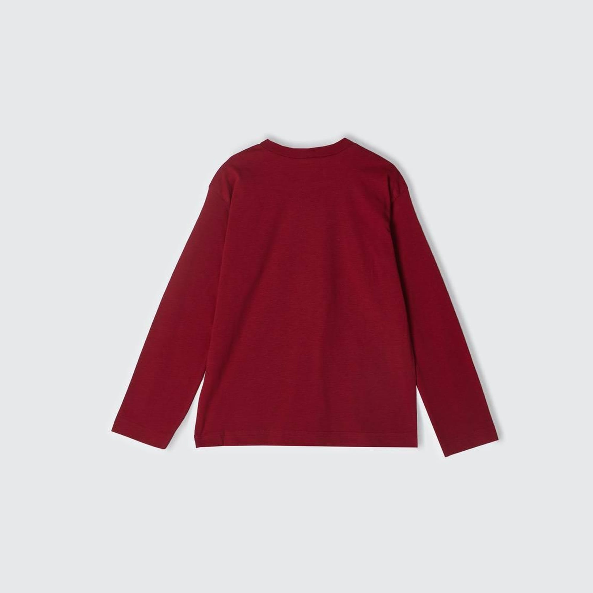 Kız Çocuk Kırmızı Önü Pullu Baskı Detaylı Etek Ucu Yuvarlak Uzun Kollu T-Shirt