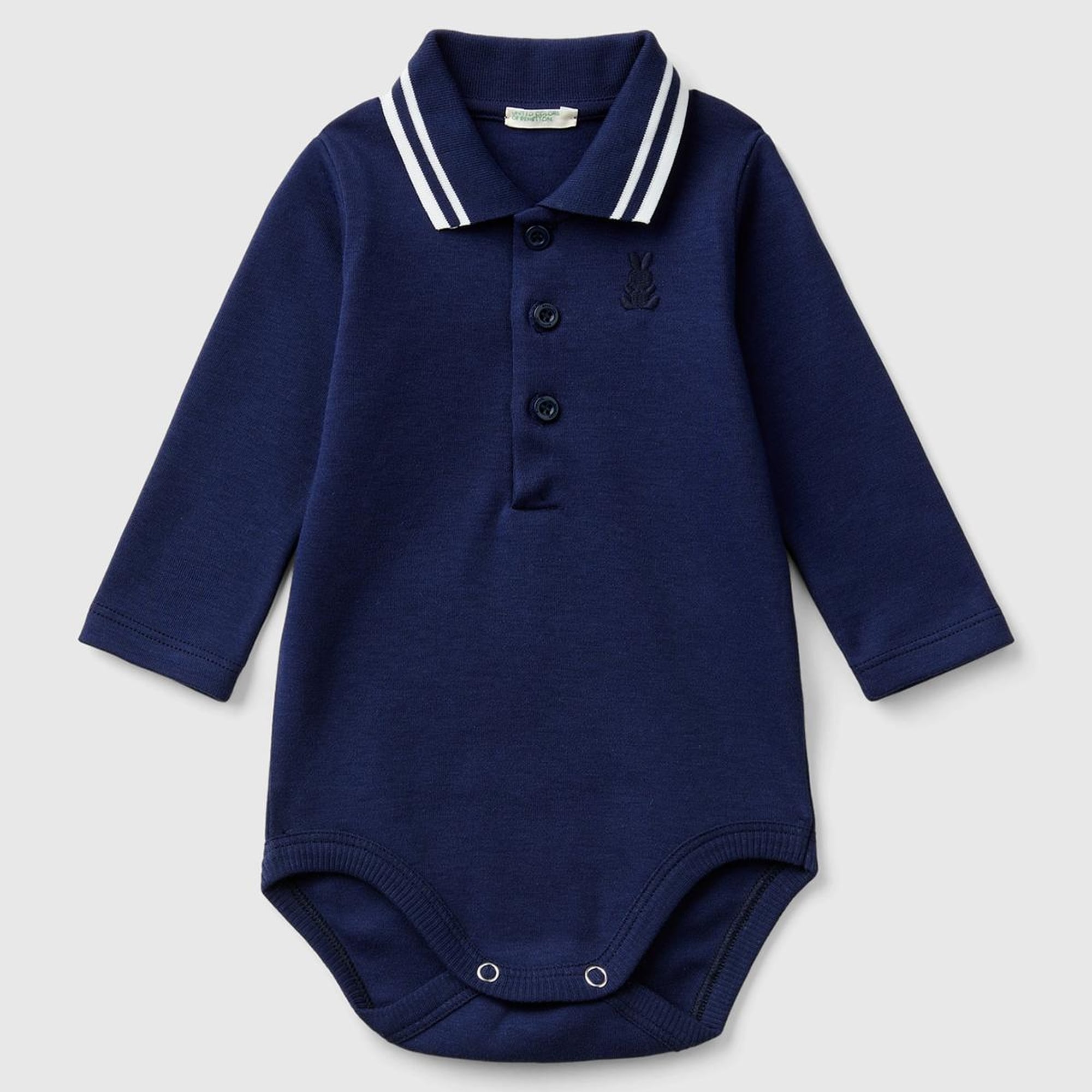 Bebek Lacivert Polo Yaka Çıtçıtlı Body