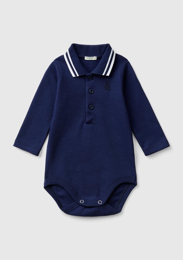  Bebek Lacivert Polo Yaka Çıtçıtlı Body