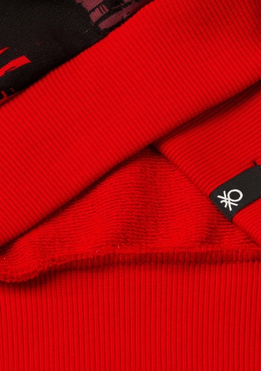  Erkek Çocuk Kırmızı Etek Ucu Logolu Spiderman Baskılı Kapüşonlu Sweatshirt