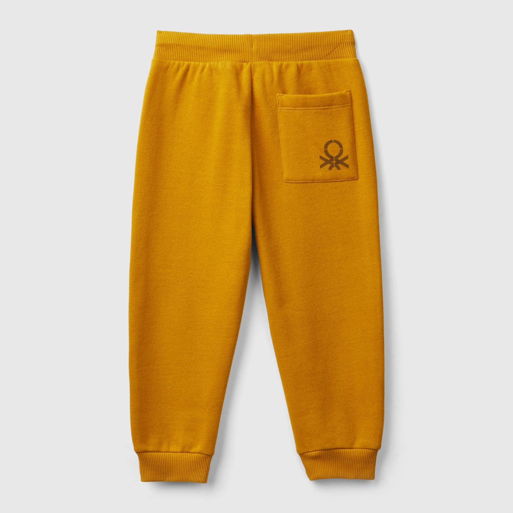 Erkek Çocuk Hardal Sarı Arka Cebi Logo İşlemeli Beli Lastikli Eşofman Altı