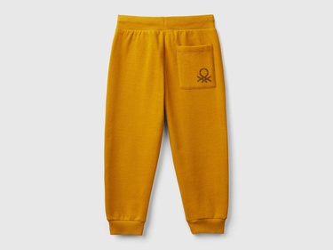  Erkek Çocuk Hardal Sarı Arka Cebi Logo İşlemeli Beli Lastikli Eşofman Altı