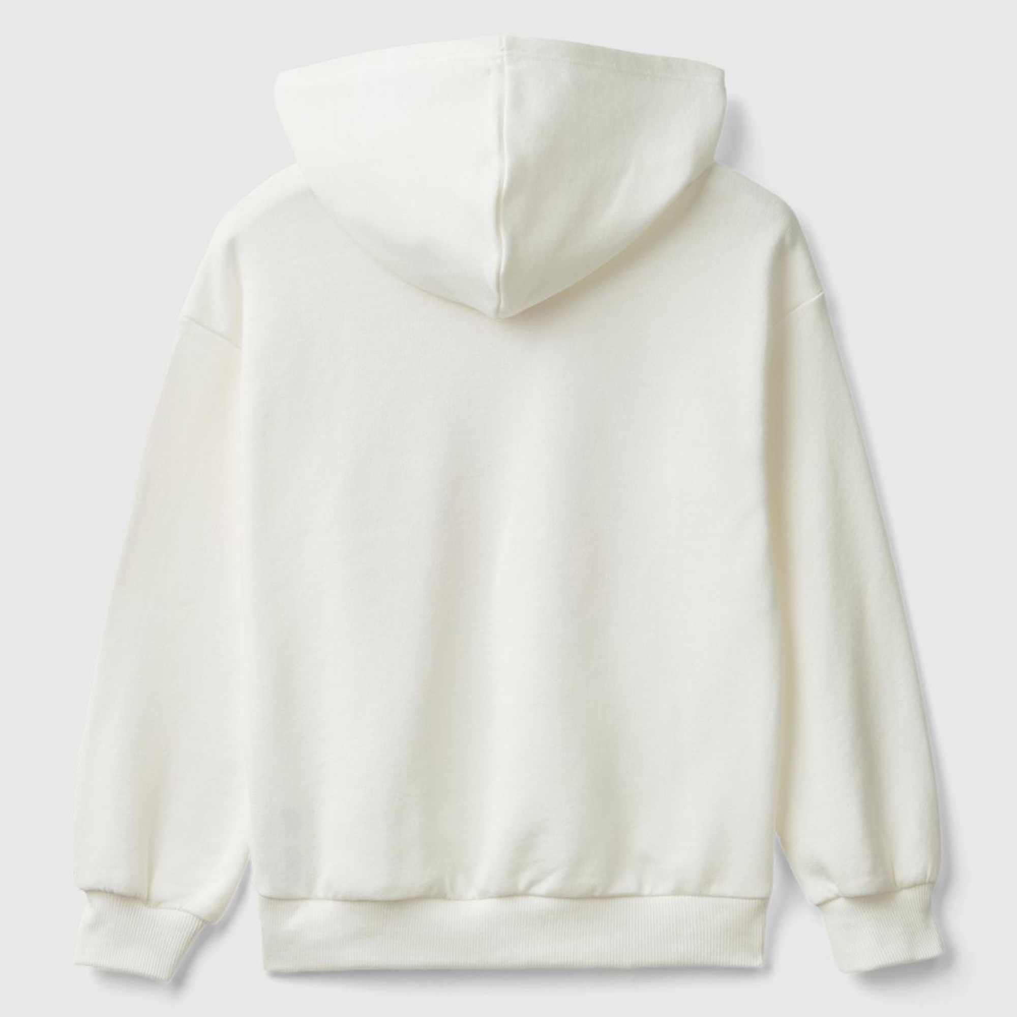 Kız Çocuk Beyaz Tweety Baskılı Düşük Omuz Rahat Kalıp Kapüşonlu Sweatshirt