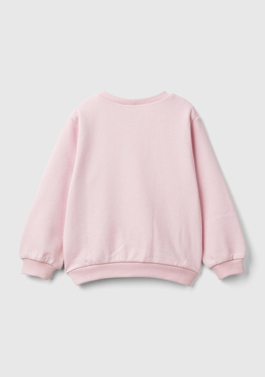  Kız Çocuk Açık Pembe Etek Ucu Logo Etiketli Prenses Baskılı Geniş Kesim Sweatshirt
