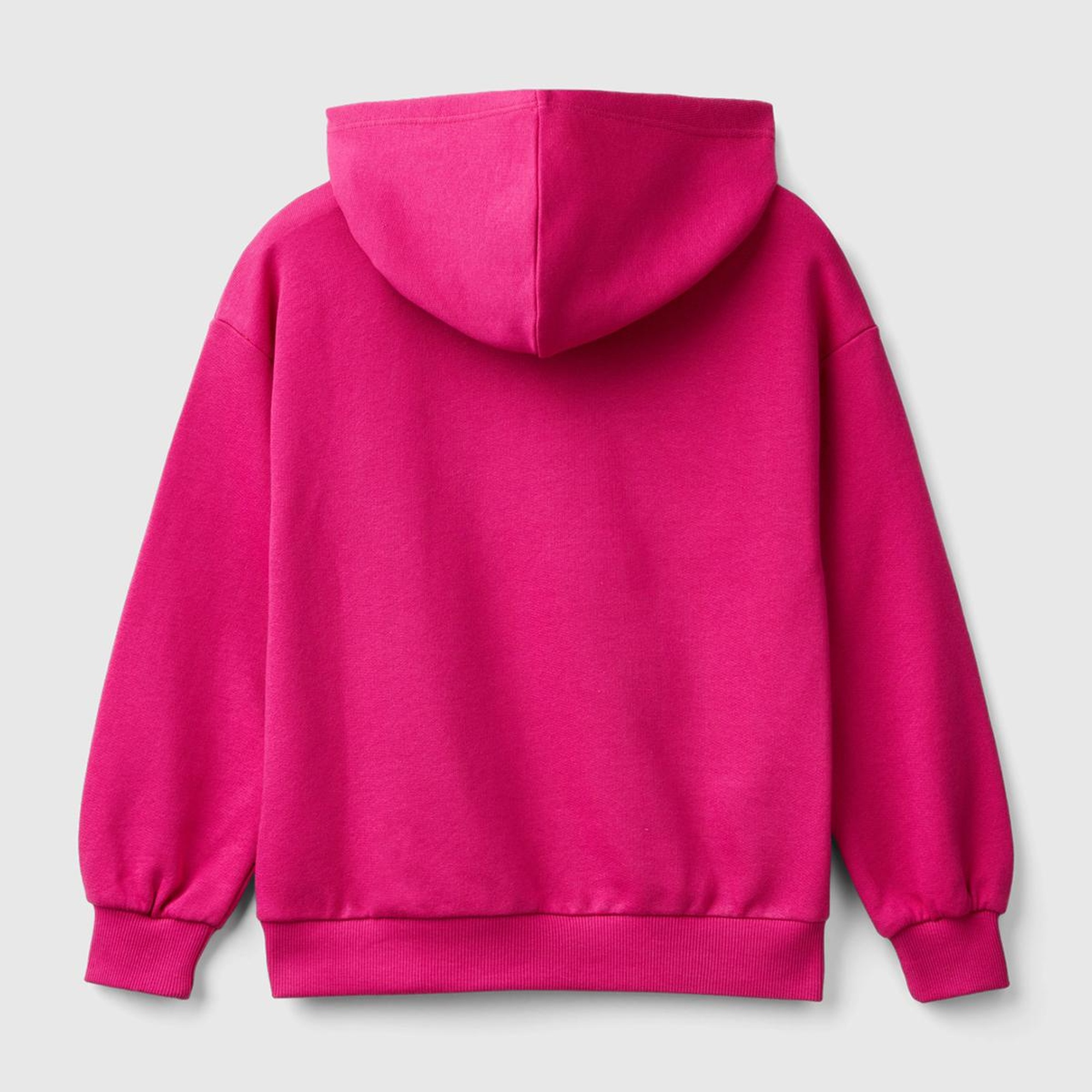 Kız Çocuk Fuşya Tweety Baskılı Düşük Omuz Rahat Kalıp Kapüşonlu Sweatshirt