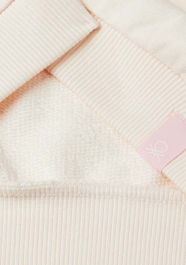  Kız Çocuk Ekru Etek Ucu Logo Etiketli Prenses Baskılı Geniş Kesim Sweatshirt