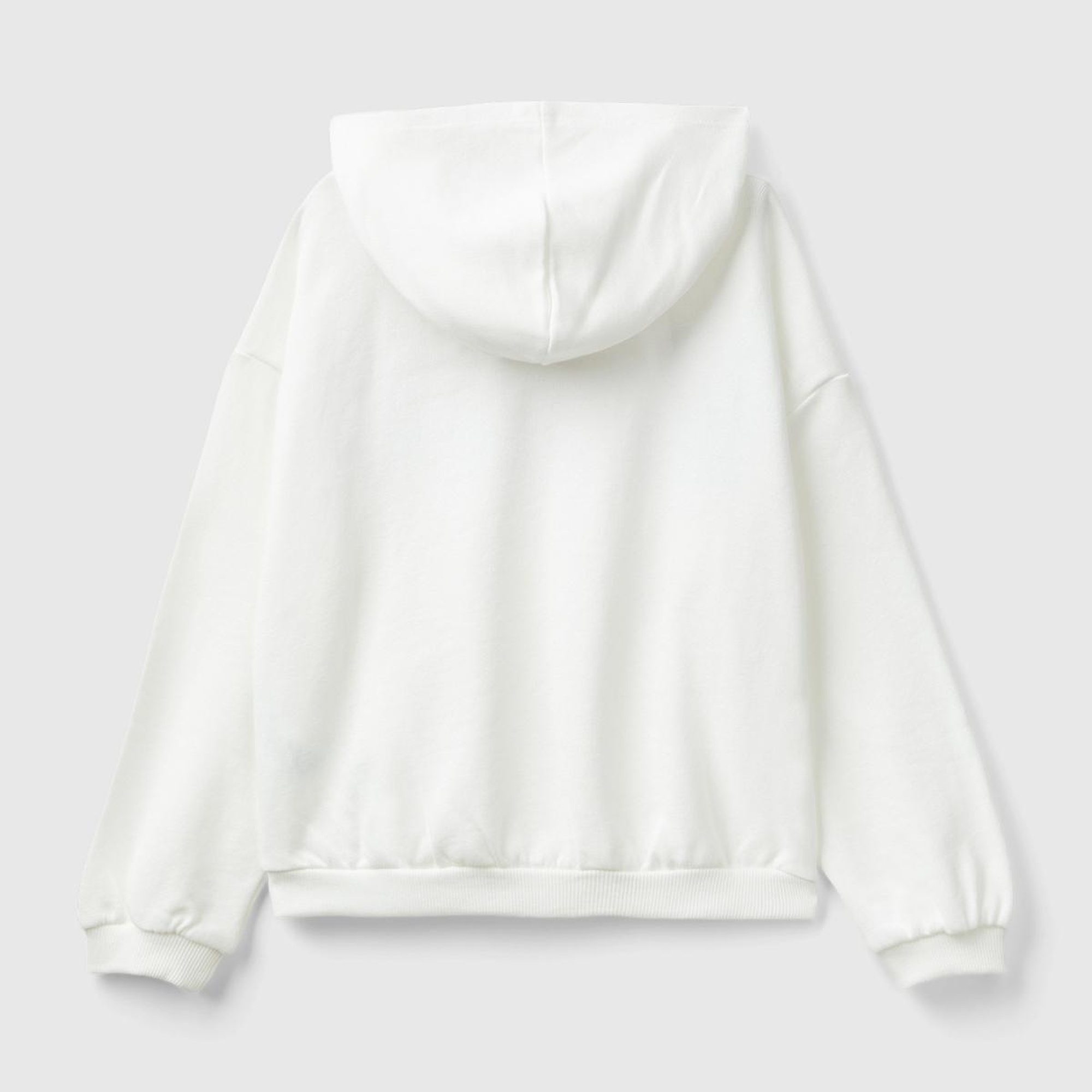 Kız Çocuk Beyaz Önü Su Bazlı Logo Baskılı Kapüşonlu Sweatshirt