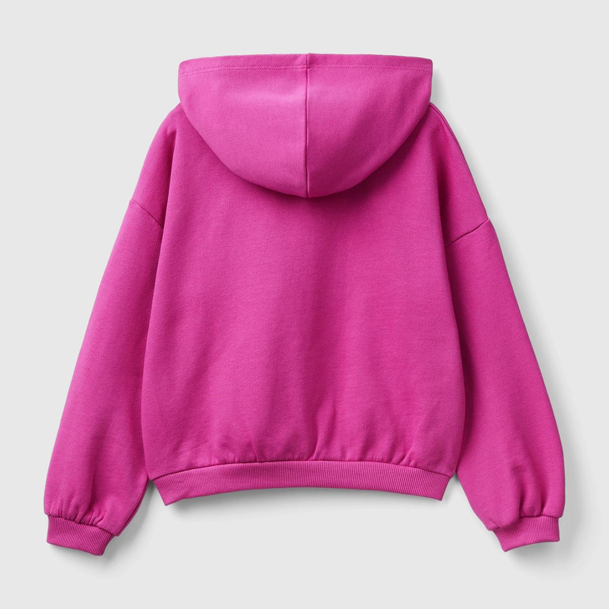Kız Çocuk Fuşya Önü Su Bazlı Logo Baskılı Kapüşonlu Sweatshirt
