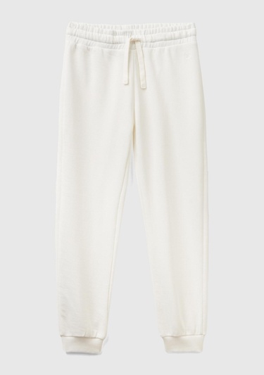  Kız Çocuk Beyaz Benetton Logolu Eşofman Altı