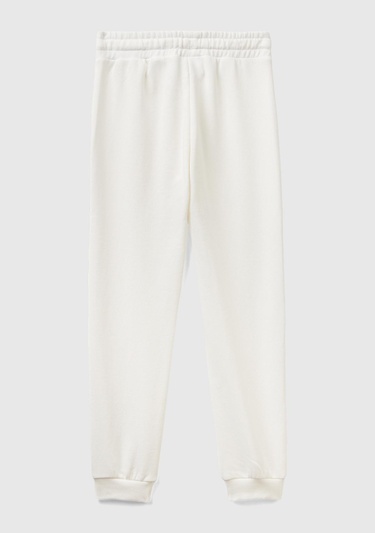  Kız Çocuk Beyaz Benetton Logolu Eşofman Altı