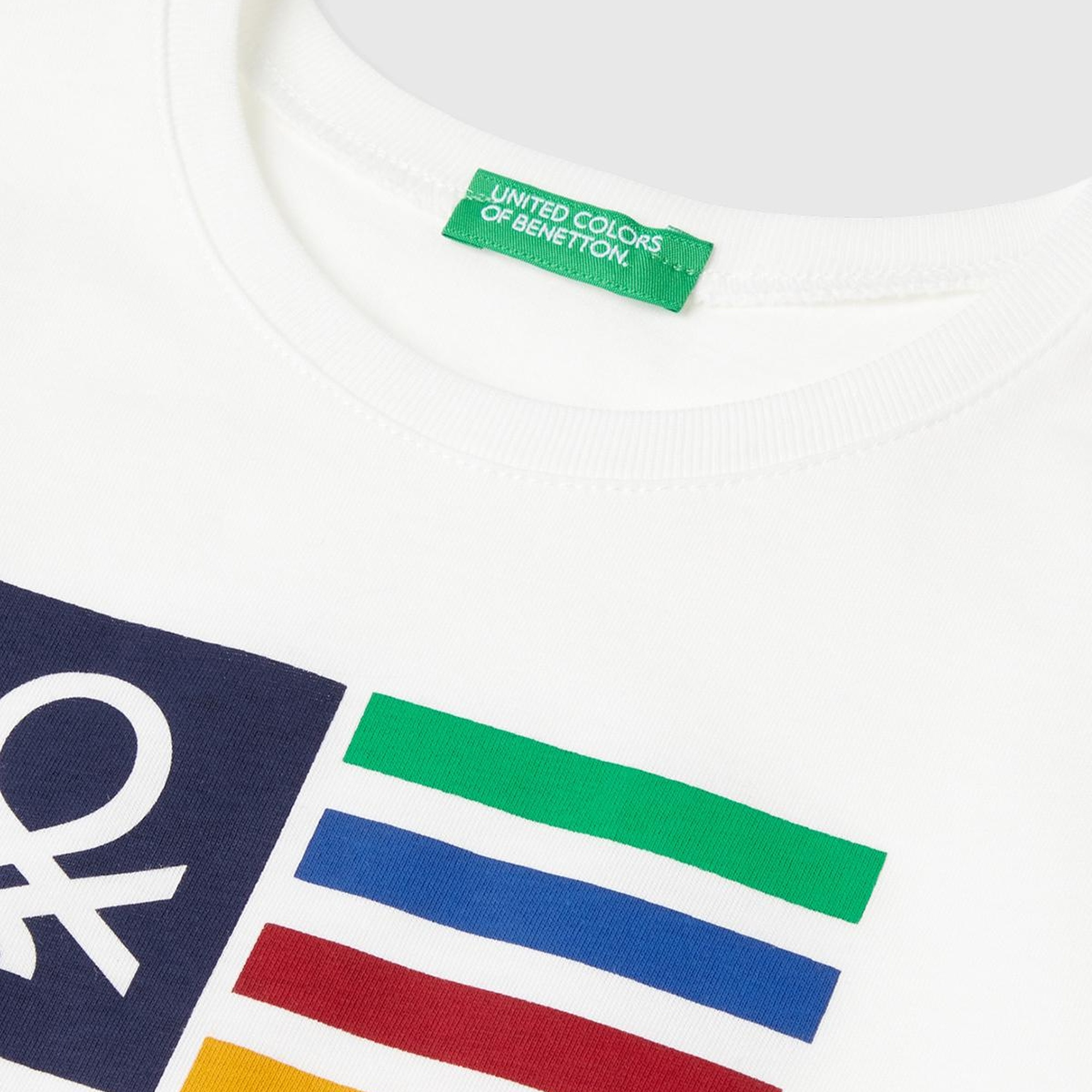 Erkek Çocuk Beyaz Çok Renkli Logo Baskılı Bisiklet Yaka Uzun Kollu T-Shirt