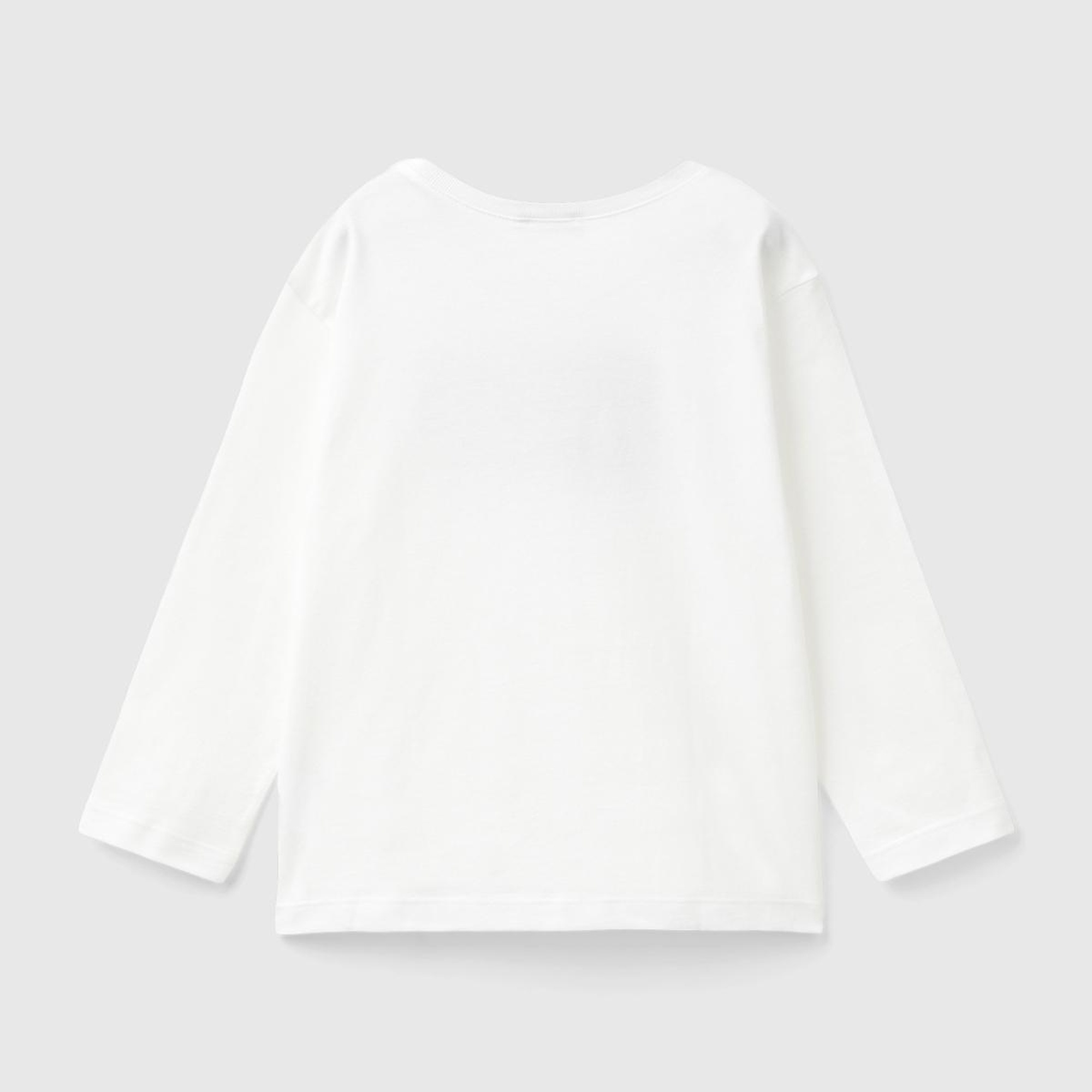 Erkek Çocuk Beyaz Çok Renkli Logo Baskılı Bisiklet Yaka Uzun Kollu T-Shirt