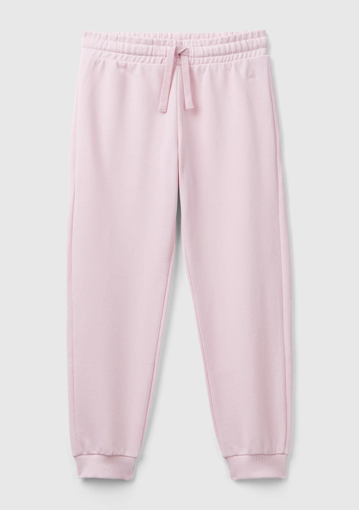  Kız Çocuk Açık Pembe Benetton Logolu Eşofman Altı