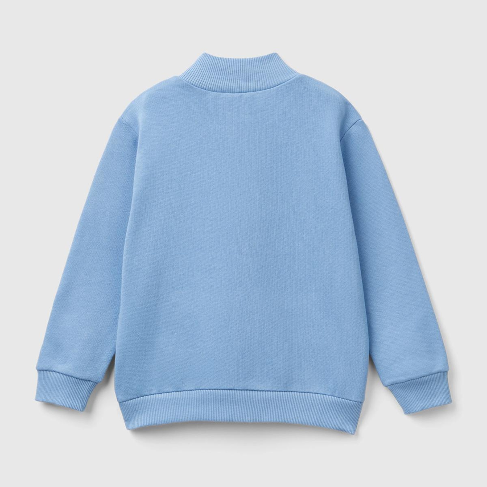 Erkek Çocuk Havacı Mavi Logo Baskılı Cepli Fermuarlı Dik Yaka Sweatshirt