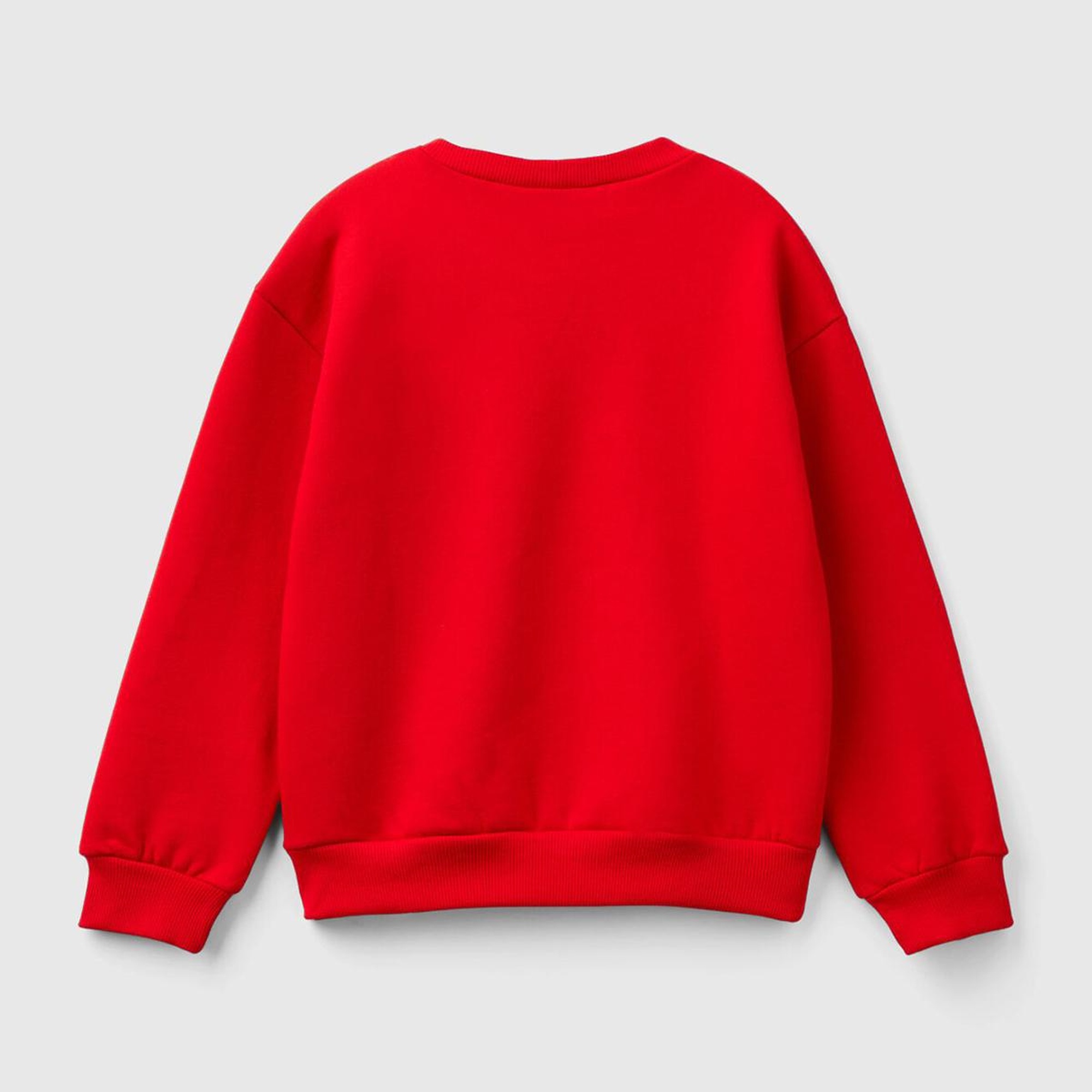 Kız Çocuk Kırmızı Etek Ucu Logolu Mickey Mouse Baskılı Rahat Kesim Sweatshirt