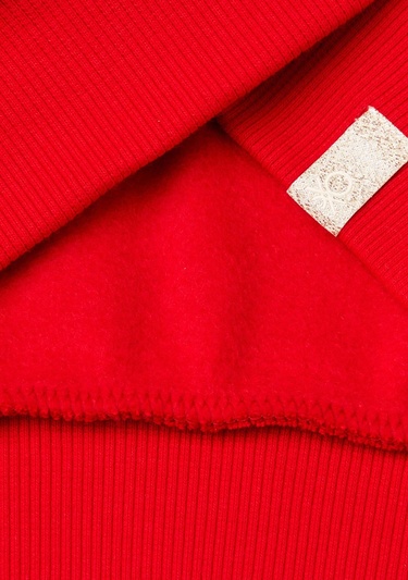  Kız Çocuk Kırmızı Etek Ucu Logolu Mickey Mouse Baskılı Rahat Kesim Sweatshirt