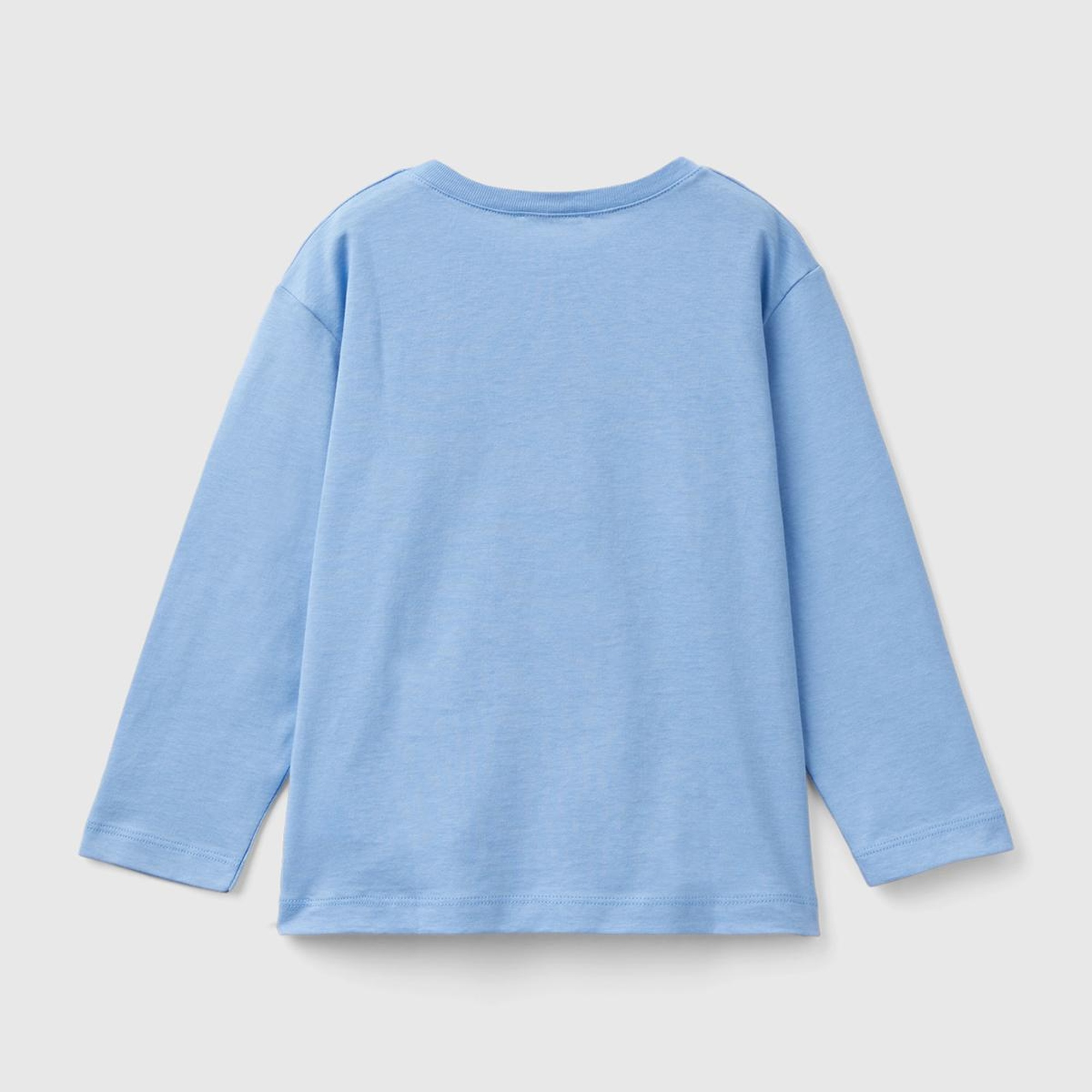 Erkek Çocuk Havacı Mavi Çok Renkli Logo Baskılı Bisiklet Yaka Uzun Kollu T-Shirt