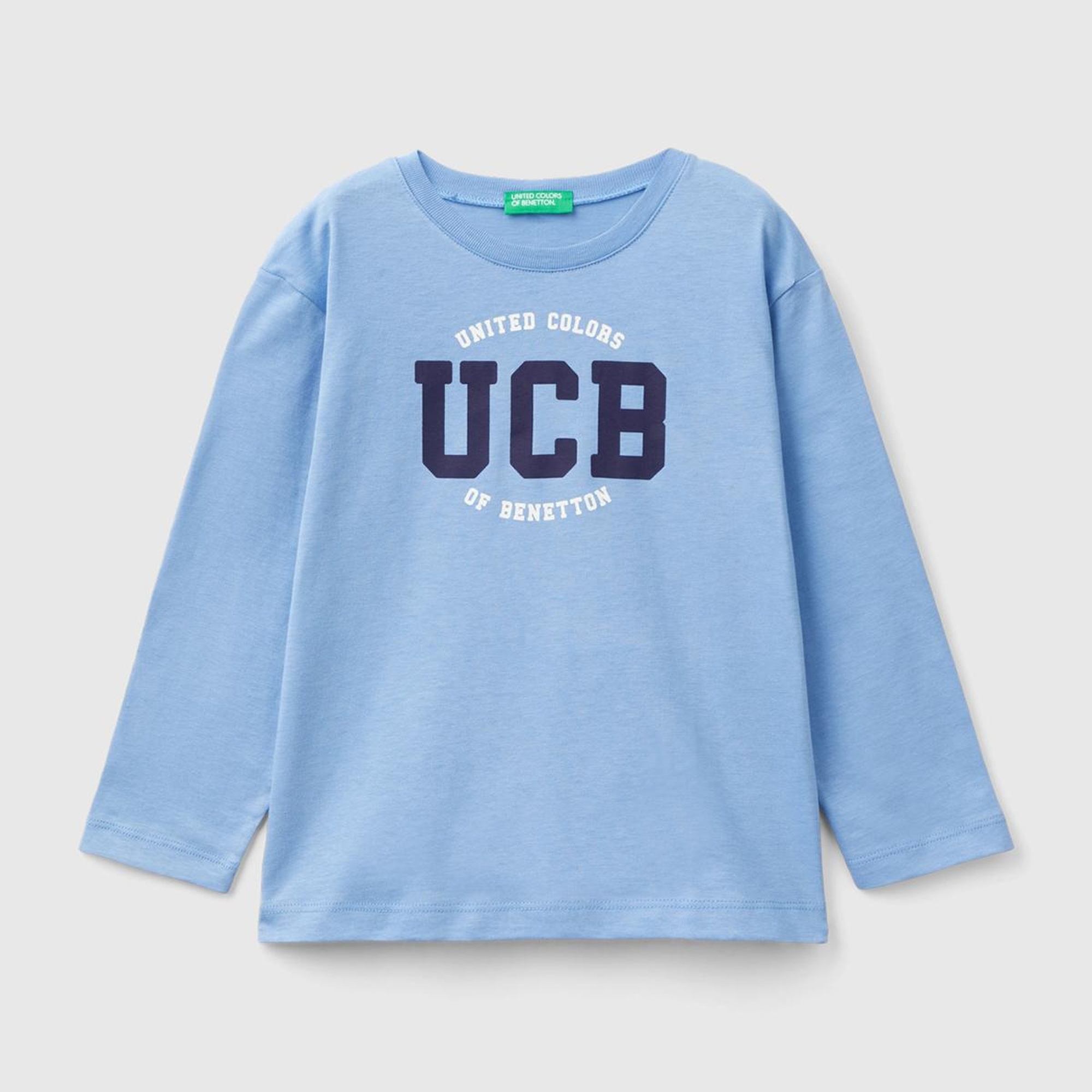 Erkek Çocuk Havacı Mavi Çok Renkli Logo Baskılı Bisiklet Yaka Uzun Kollu T-Shirt