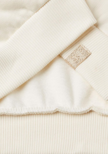  Kız Çocuk Ekru Etek Ucu Logolu Mickey Mouse Baskılı Rahat Kesim Sweatshirt