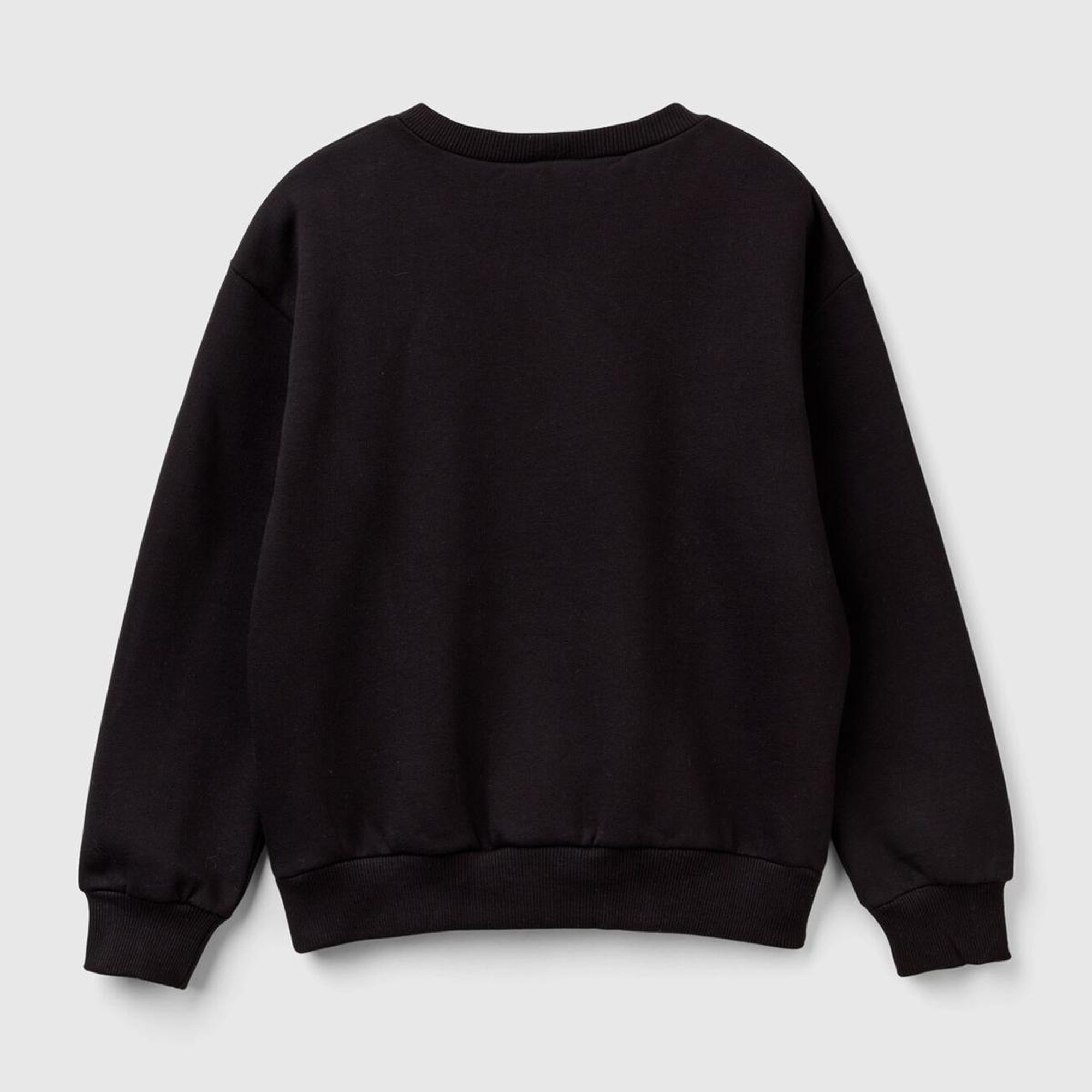 Kız Çocuk Siyah Etek Ucu Logolu Mickey Mouse Baskılı Rahat Kesim Sweatshirt