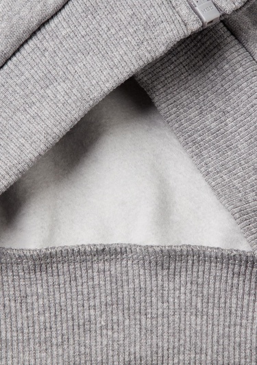  Erkek Çocuk Gri Melanj Baskılı Kolları Şerit Detaylı Fermuarlı Kapüşonlu Sweatshirt