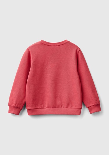  Kız Çocuk Gül Kurusu Önü İşlemeli Ribana Detaylı Normal Kesim Bisiklet Yaka Sweatshirt