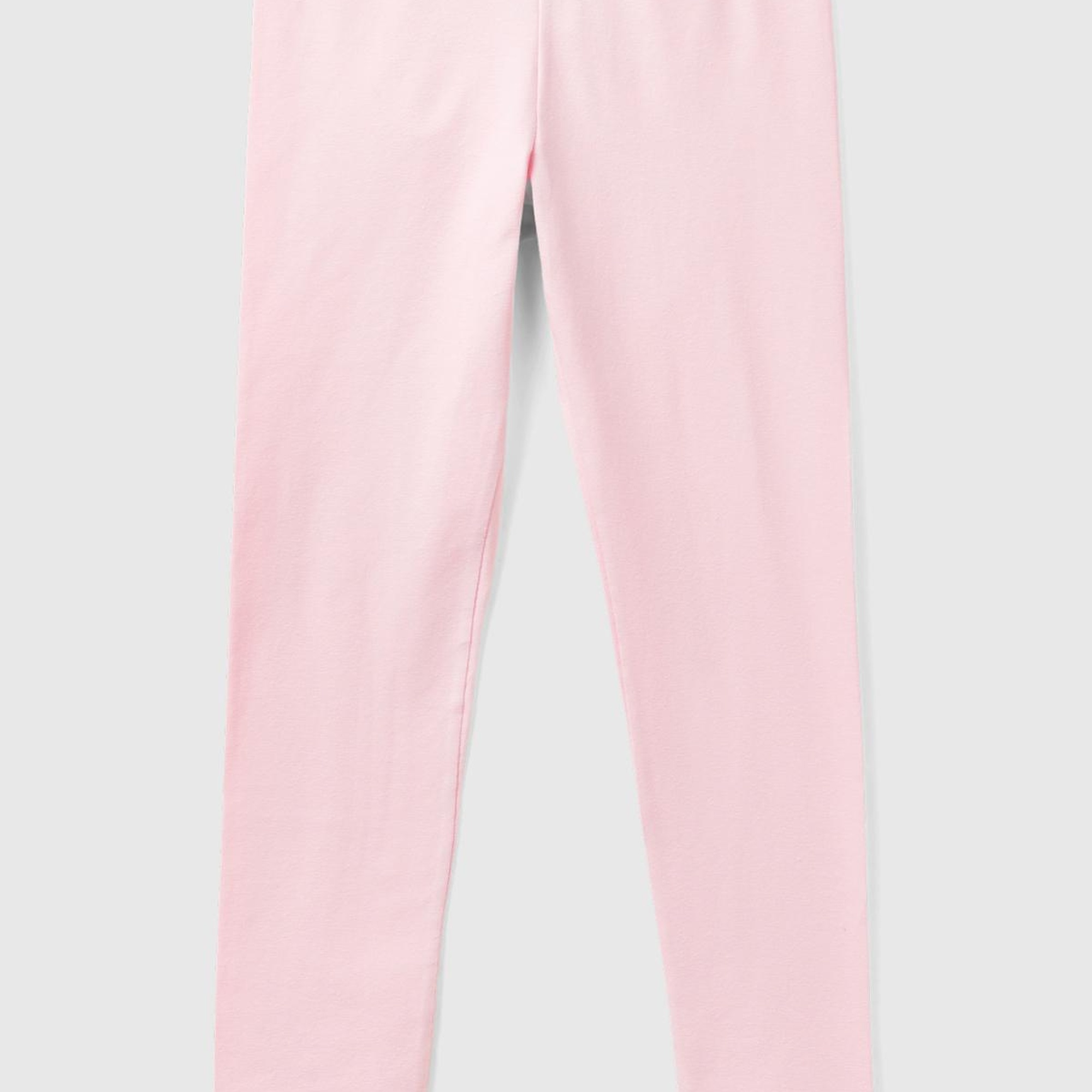 Kız Çocuk Açık Pembe Benetton İşlemeli Tayt