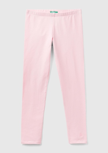  Kız Çocuk Açık Pembe Benetton İşlemeli Tayt