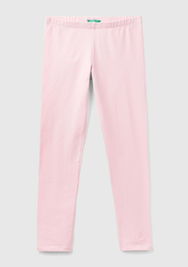  Kız Çocuk Açık Pembe Benetton İşlemeli Tayt