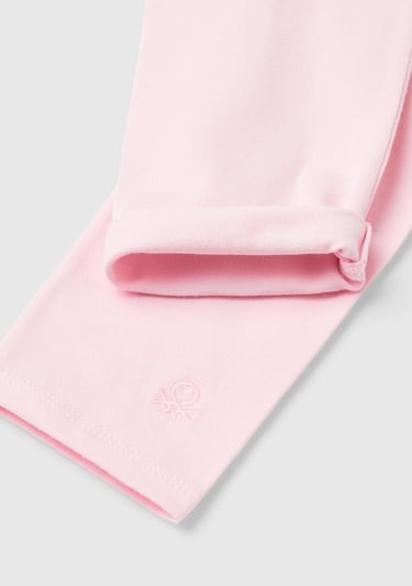  Kız Çocuk Açık Pembe Benetton İşlemeli Tayt