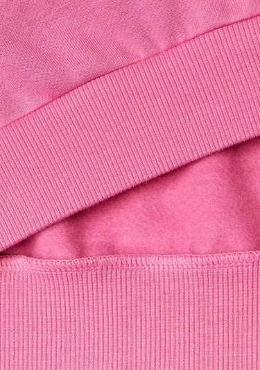  Kız Çocuk Pembe Önü Kalpli Payetli Düşük Omuz Bisiklet Yaka Sweatshirt