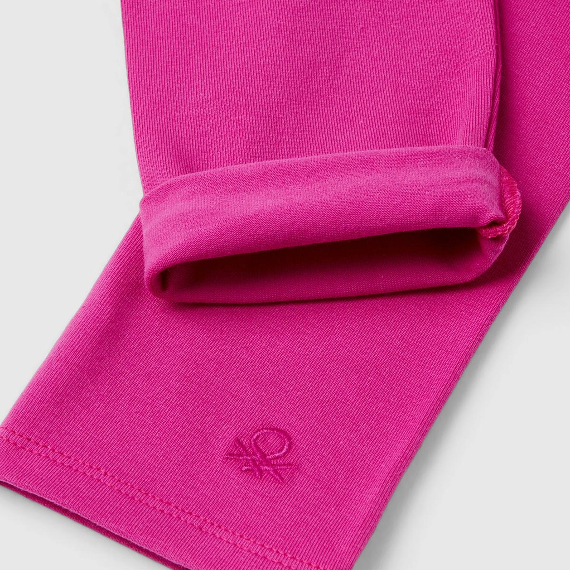 Kız Çocuk Fuşya Benetton İşlemeli Tayt