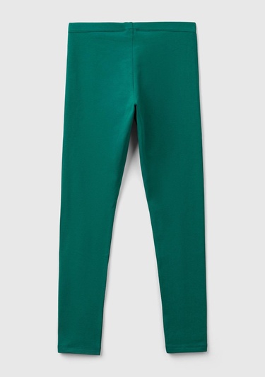  Kız Çocuk Çam Yeşili Benetton İşlemeli Tayt