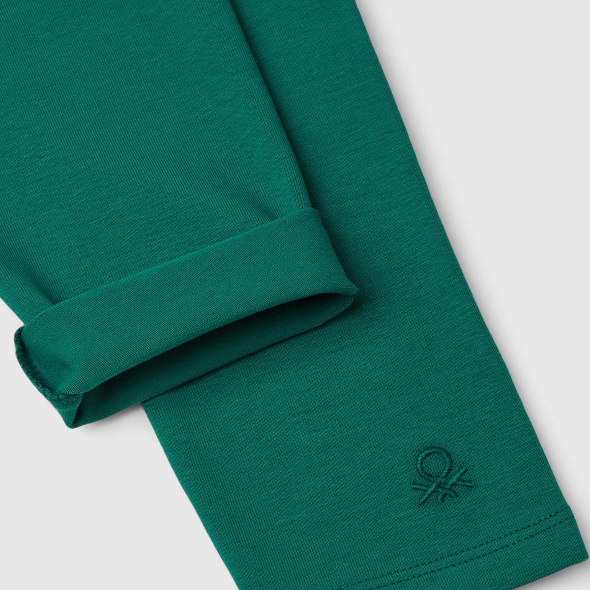 Kız Çocuk Çam Yeşili Benetton İşlemeli Tayt