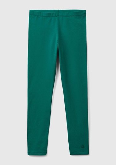  Kız Çocuk Çam Yeşili Benetton İşlemeli Tayt