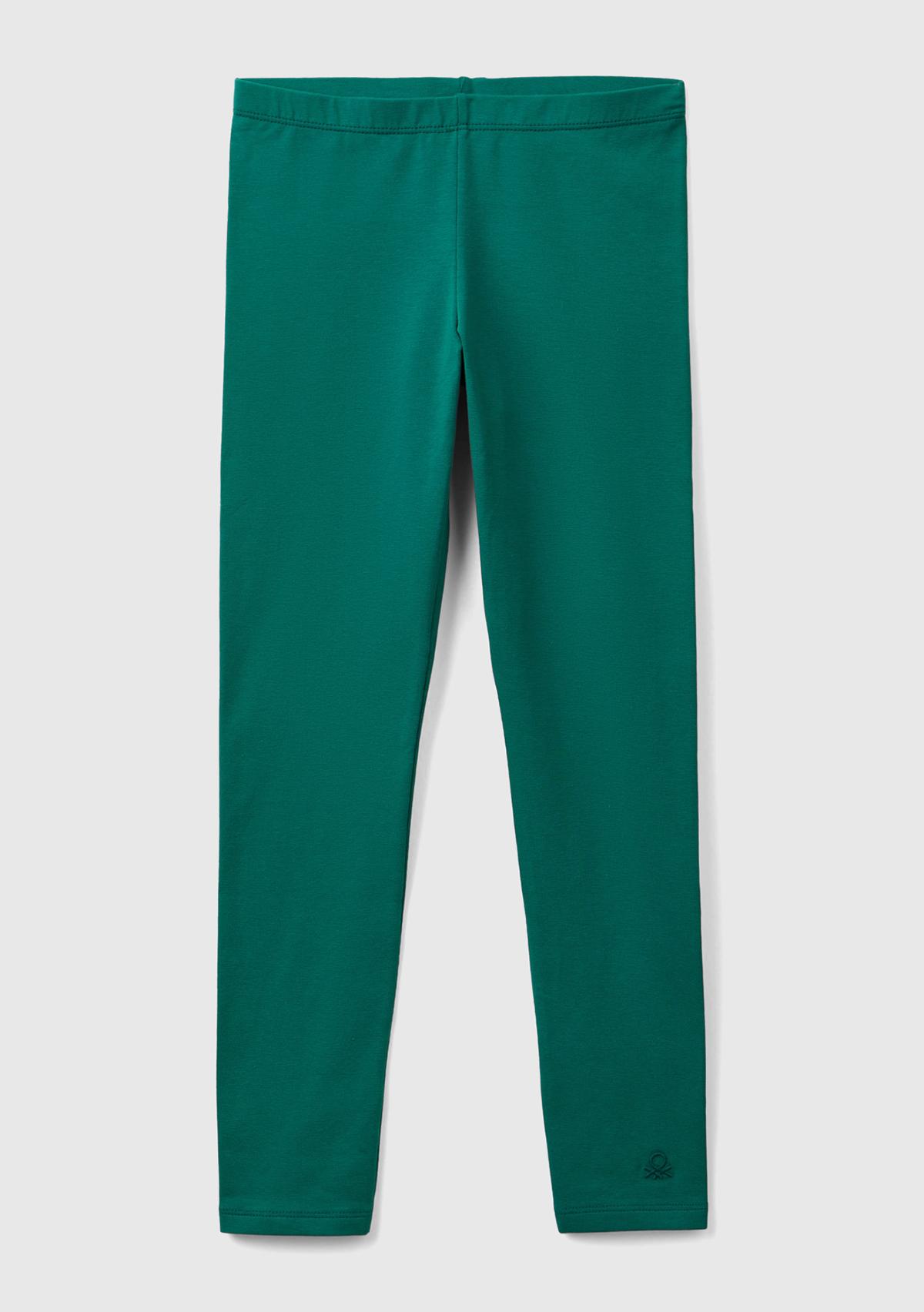  Kız Çocuk Çam Yeşili Benetton İşlemeli Tayt