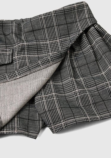  Kız Çocuk Füme Arkası Elastik Belli Yalancı Cep Detaylı Şort Etek