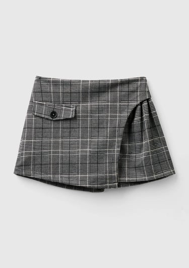  Kız Çocuk Füme Arkası Elastik Belli Yalancı Cep Detaylı Şort Etek