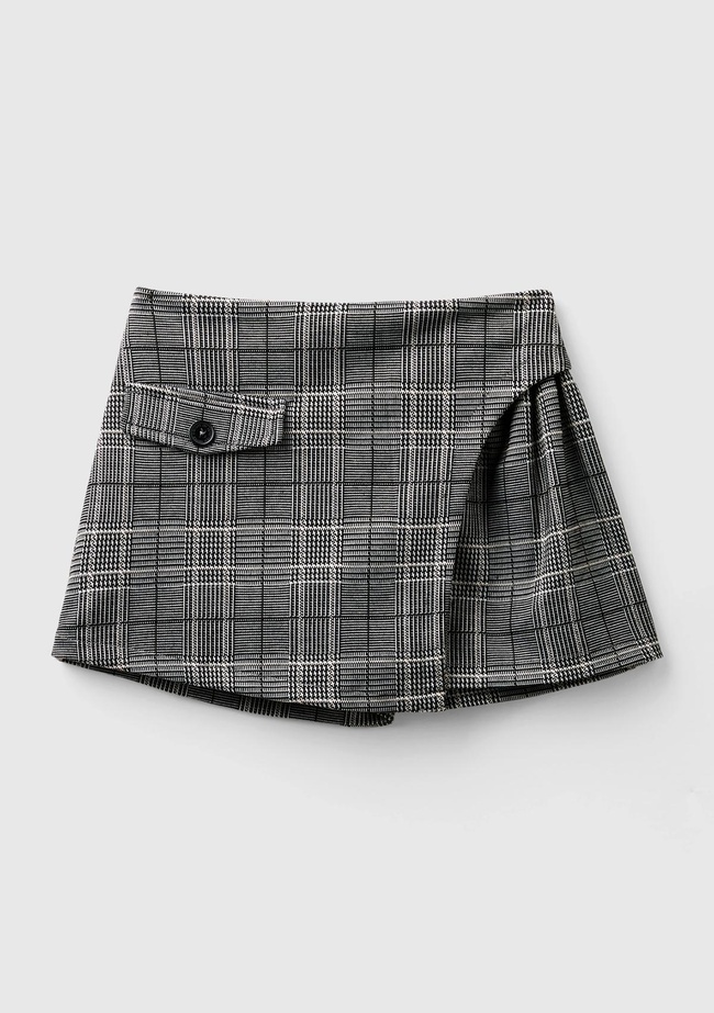  Kız Çocuk Füme Arkası Elastik Belli Yalancı Cep Detaylı Şort Etek