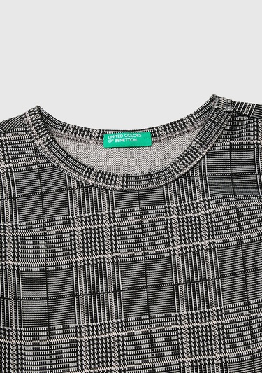  Kız Çocuk Füme Yuvarlak Yaka Kloş Etekli Uzun Kollu Elbise